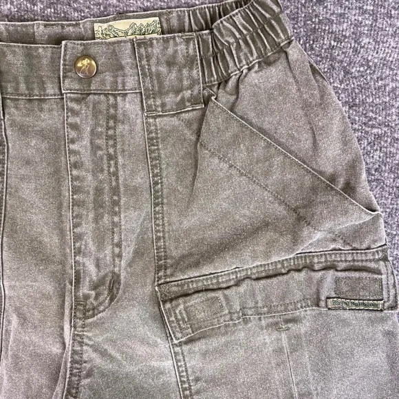VTG‎ Royal Robbins Shorts Womens 8 Olive Green Cargo Hiking Elastic Waist Pocket - Picture 7 of 11